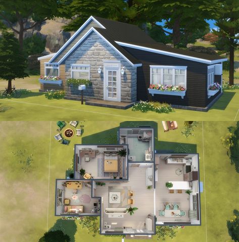 Sims House Ideas Exterior, Sims House Layouts Floor Plans, Sims 4 House Blueprints, Sims 4 Tiny House Ideas, Sims Layout, Lotes The Sims 4, Sims Inspiration, Sims Freeplay Houses, Sims Houses