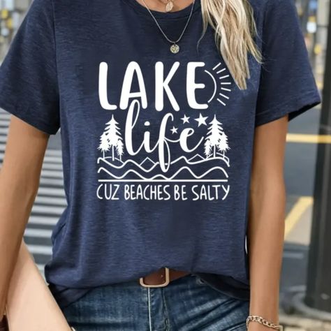 Nwts Lake Life Tshirt Lake Clothes, Lake Shirts, Hot Pink Floral, Color Block Top, People Shopping, Women's Boutique, Lake Life, Vacation Shirts, How To Make Tshirts