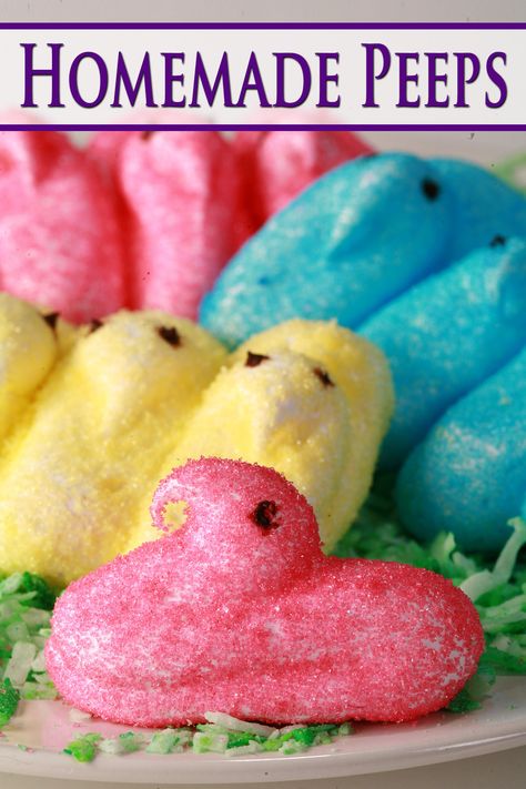 Homemade Peeps, Peeps Recipes, Minnesota Food, Peeps Candy, Df Recipes, Homemade Marshmallow, Green Coconut, Marshmallow Peeps, Easter Sweets