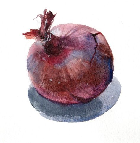 Anna Tikhomirova | WATERCOLOR | Red Onion Watercolor Food, Watercolor Red, Beginner Painting, Daily Paintworks, Blackwork Tattoo, Fine Art Gallery, Red Onion, Original Fine Art, Art Classes