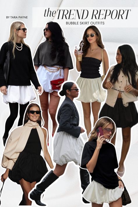 How To Wear The Bubble Skirt | Bubble Skirt Outfit Bubble Skirt Fall Outfit, Fall Bubble Skirt Outfit, Silver Bubble Skirt Outfit, Bubble Hem Skirt Outfit, Midi Bubble Skirt Outfit, Mini Bubble Skirt Outfit, Puff Skirt Outfit Black Women, Balloon Skirt Outfit 2024, Bubble Skirt Outfit Black Women