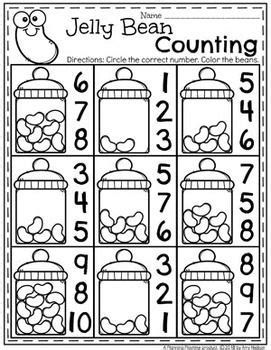 Easter Kindergarten Addition Worksheets - Itsybitsyfun.com Prek Assignments, Ready For Kindergarten Activities, Kindergarden Activity Ideas, Prek Worksheets Free Printables, Jelly Bean Counting, Pre K Worksheets Free Printables, Math For Preschool, Prek Printables, Preschool Homework