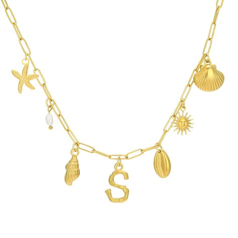 PRICES MAY VARY. Charms Necklace: This Gold Initial Charm Necklace for Women features a delightful array of beach-themed charms, including starfish, seashells, pearls, and sun motifs, along with personalized initial charms. It's a perfect blend of coastal and personal style, ideal for beach lovers. High-Quality Stainless Steel: The necklace is made from durable stainless steel with an 18K gold plating, ensuring longevity and resistance to tarnish. The paperclip chain design adds a trendy and mod Beach Charm Necklace, Necklace For Women Gold, Necklace Stack, Pink Gift Box, Charms Necklace, Starfish Necklace, Charm Necklace Silver, Women Beach, Summer Necklace