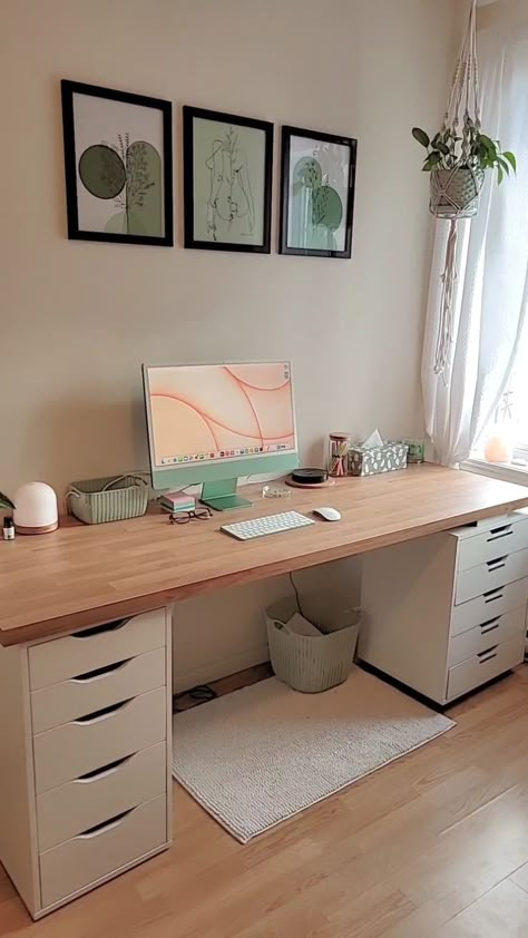 Home Office For Man, Office Ideas For Women, Home Office Ideas For Women, Home Office Layout, Ikea Desk, Cozy Home Office, Office Guest Room, Office Room Decor, Study Room Decor