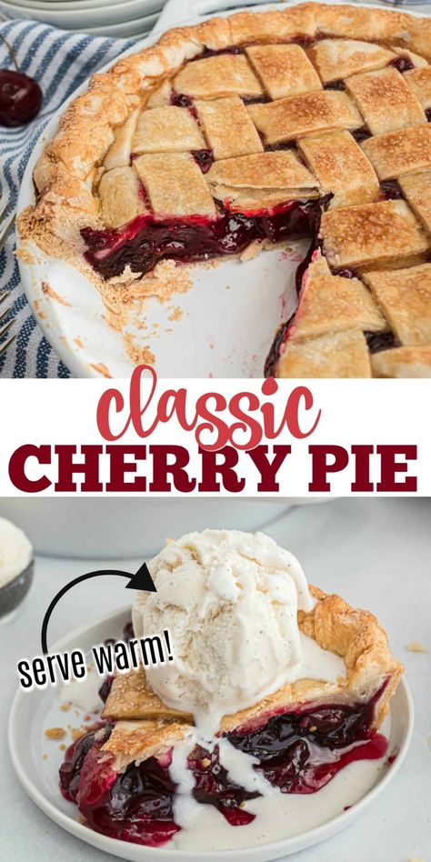 Fresh Cherry Pie Recipe, Best Cherry Pie Recipe, Fresh Cherry Pie, Sweet Cherry Pie, Homemade Cherry Pies, Pie Crust Designs, Cherry Pie Recipe, Cherry Filling, Dessert Simple