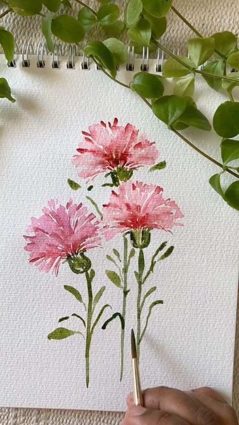 Akvarel Illustration, Learn Watercolor Painting, Výtvarné Reference, Watercolor Flowers Tutorial, Watercolor Paintings For Beginners, Cat Air, Diy Watercolor Painting, Watercolor Paintings Easy, Watercolor Flower Art