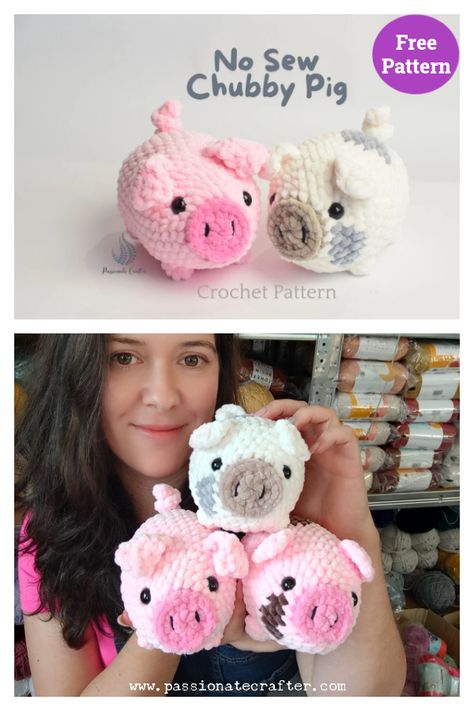 Chubby Pig Amigurumi Free Crochet Pattern Crochet Free Pig Pattern, Pig Crochet Plushie, No Sew Pig Crochet Pattern, Crochet Plush Pig Free Pattern, No Sew Pig Crochet, New Sew Amigurumi, Complicated Crochet Patterns, Crochet Simple Amigurumi, Amigurumi To Sell