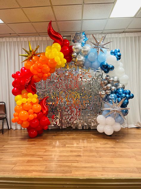 Fire And Water Party Theme, Fire And Ice Sweet 16 Theme, Earth Wind And Fire Party Theme, Fire And Ice Photo Backdrop, Elemental Party Decorations, Elemental Birthday Theme, Element Birthday Party, Elements Birthday Party, Fire And Ice Parade Float