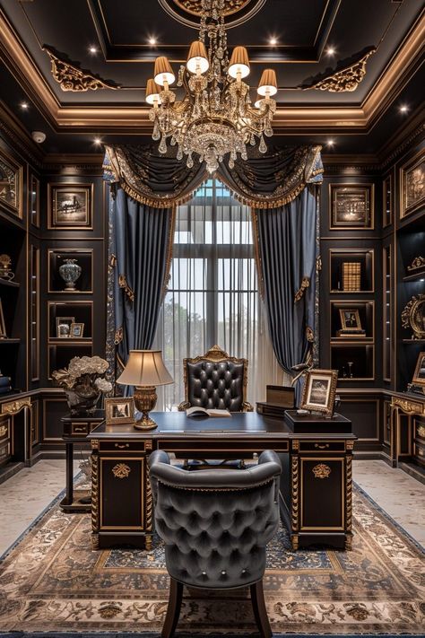 29 Study Room Design Ideas to Enhance Focus and Creativity - DeskHive Luxury Study Room Design, Dream Office Luxury, Luxurious Study Room, Contemporary Study Room, Art Deco Study, Study Room Design Ideas, Desk Luxury, Modern Study Rooms, Traditional Home Offices