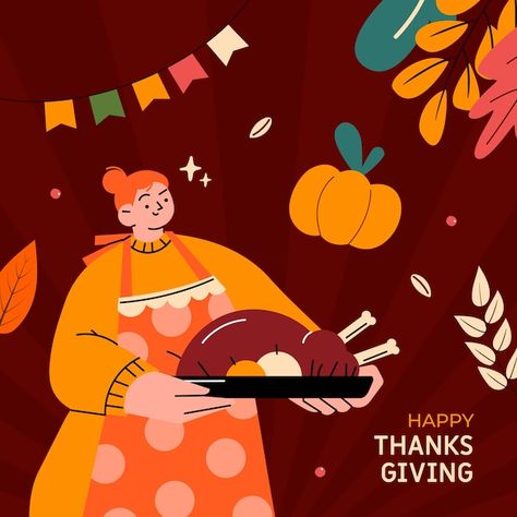 Flat thanksgiving illustration | Premium Vector #Freepik #vector #thanksgiving-illustration #thanksgiving #give-thanks #america Happy Thanksgiving Illustration, Thanks Giving Illustrations, Thanksgiving Design Graphic, Thanksgiving Animation, Harvest Illustration, Security Robot, Thanksgiving Illustration, Thanksgiving Ads, Thanksgiving Vector