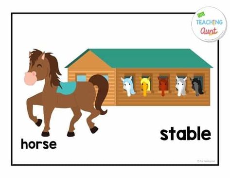 Animals House Preschool, Worksheet Nursery, Evs Worksheet, Preschool Flashcards, Animals And Their Homes, Farm Clipart, Baby Animal Names, Flower Crafts Kids, Hindi Alphabet