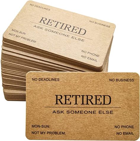 Funny Retirement Cards, Funny Business Cards, Business Cards Template, Business Card Set, Retirement Gifts For Men, Farewell Parties, Funny Retirement Gifts, Funny Retirement, Retirement Gifts For Women