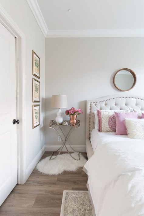 Color Spotlight: Benjamin Moore Pale Oak Pale Oak Bedroom Walls, Bm Pale Oak Bedroom, Benjamin Moore Pale Oak Color Palette, Pale Oak Bedroom, Pale Oak Benjamin Moore Living Room, White Down Benjamin Moore, Pale Oak Walls, Pale Oak And White Dove, Seapearl Benjamin Moore