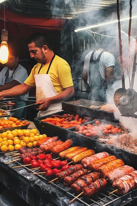 Explore the Street Food Scene in Mexico City 🌮✨ Embark on a street food safari through Mexico City. Taste authentic tacos, tamales, and other street food delights in the bustling markets. 🌿🌶️ #MexicoCityFood #StreetFoodSafari #CulinaryAdventure #FoodTravel Latin American Street Food, Food Market Photography, Street Food Aesthics, Street Food Photography, Authentic Tacos, Mexico City Food, Street Restaurant, Environment References, Cultural Food