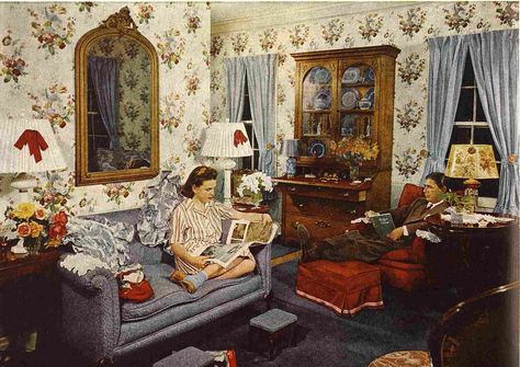 1940s Living Room, 1940s Home Decor, 1940s Interior, 1940s Decor, Sala Vintage, 1940s Home, Living Vintage, Vintage Industrial Furniture, Retro Interior