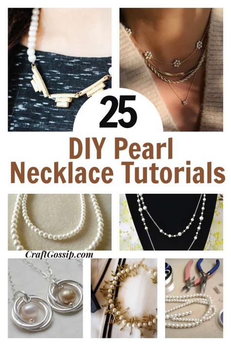 25 DIY Necklaces Made With Pearl Beads Beaded Earrings Tutorials Free Pattern, Pearl Necklace Tutorial, Diy Pearl Jewelry, Pearls Jewelry Diy, Beaded Horseshoe, Diy Pearl Necklace, Diy Necklaces Tutorial, Diy Necklace Making, Diy Chain