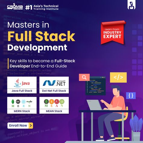 Feeling like a master of the stack with this Full Stack Training Course! 🎓💻 Ready to take on any coding challenge like a pro! Sign Up now: https://www.cromacampus.com/master-program/masters-in-full-stack-development-training/ #FullStackTraining #MasteringTheStack #CodingSkills #TechEducation #NeverStopLearning #ProgrammingSkills #WebDevelopment #TechTraining #CareerDevelopment #CodeNewbie #OnlineLearning #DigitalSkills #CareerGrowth #CodingBootcamp #TechSkills #NewCareer #CareerSwitch Coding Ideas, Full Stack Development, Coding Bootcamp, Coding Courses, Web Development Course, Class Jobs, Exam Study Tips, Social Media Branding Design, Media Branding