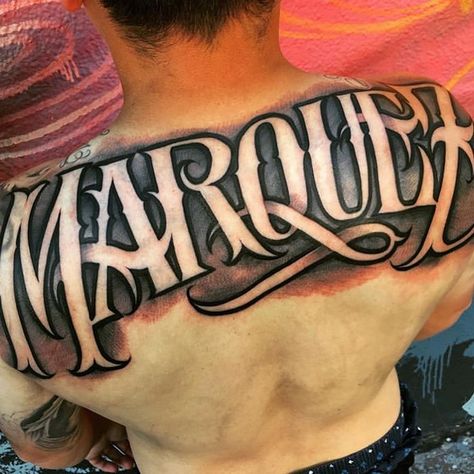 Font Styles For Tattoos, Cholo Font, Name Tattoos On Back, Back Tattoos For Guys Upper, Est Tattoos, Last Name Tattoos, Blessed Tattoo, Tattoo Name Fonts, Mma Motivation