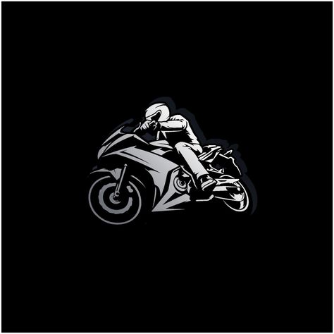 Motorbike rider, motorcycle racing illustration vector in black background Bike Highlight Cover Instagram, Motorcycle Outline, Heart Motorcycle, Racing Illustration, Moto Ninja, Logo Moto, Bike Logos Design, Motorcycle Icon, Motorcycles Logo Design