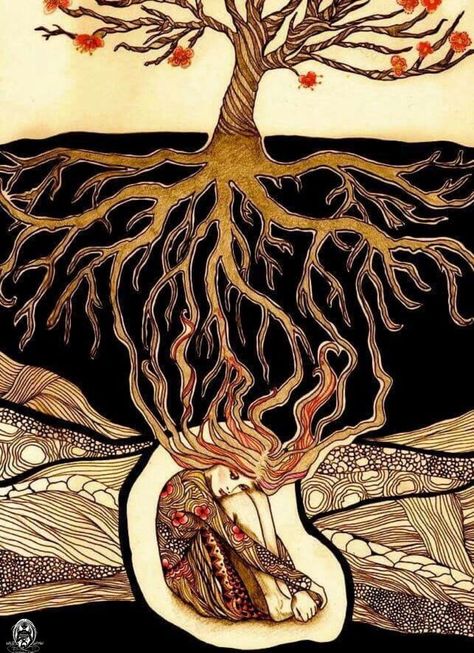 Roots Illustration, Psy Art, Dark Art Drawings, In The Deep, Tree Roots, Amazing Drawings, Goddess Art, The Roots, Spiritual Art