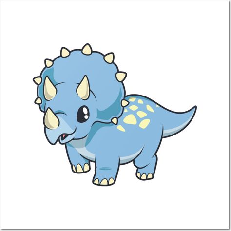 A cute cartoon Kawaii Triceratops smiles at you. A cute cartoon design for all lovers of cuddly Triceratops dinosaurs. -- Choose from our vast selection of art prints and posters to match with your desired size to make the perfect print or poster. Pick your favorite: Movies, TV Shows, Art, and so much more! Available in mini, small, medium, large, and extra-large depending on the design. For men, women, and children. Perfect for decoration. Cartoon Triceratops Tattoo, Simple Triceratops Drawing, Cartoon Dinosaur Drawing, Triceratops Drawing, Cartoon Triceratops, Triceratops Art, Dino Cartoon, Cute Triceratops, Dino Design