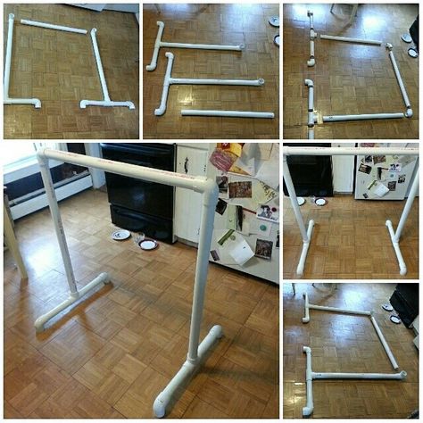 This summer, I made my very own kitchen-sized ballet barre out of PVC pipe from my local hardware store. It came up in conversation on Facebook recently, so I thought I would share this mini tutori… Ballet Room, Ballet Bar, Home Dance Studio, Workout Room Home, Dance Rooms, Decoration Evenementielle, Pvc Projects, Home Dance, Ballet Barre