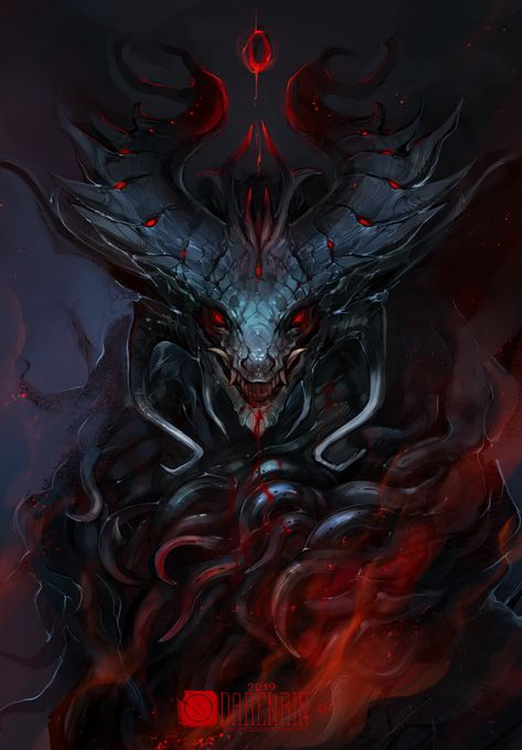 Dnd Baphomet, Vampire Monster Art, Demon Lord Art, Demon Art Dark, Demonic Dragon, Blood Monster, Baphomet Art, Blood Demon Art, Demonic Art