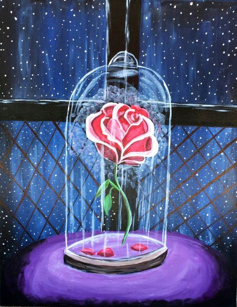 Beauty And The Beast Rose Diy, Art Du Croquis, Disney Canvas, Disney Paintings, Christmas Paintings On Canvas, Simple Canvas Paintings, Easy Canvas Painting, Contemporary Abstract Painting, Christmas Canvas