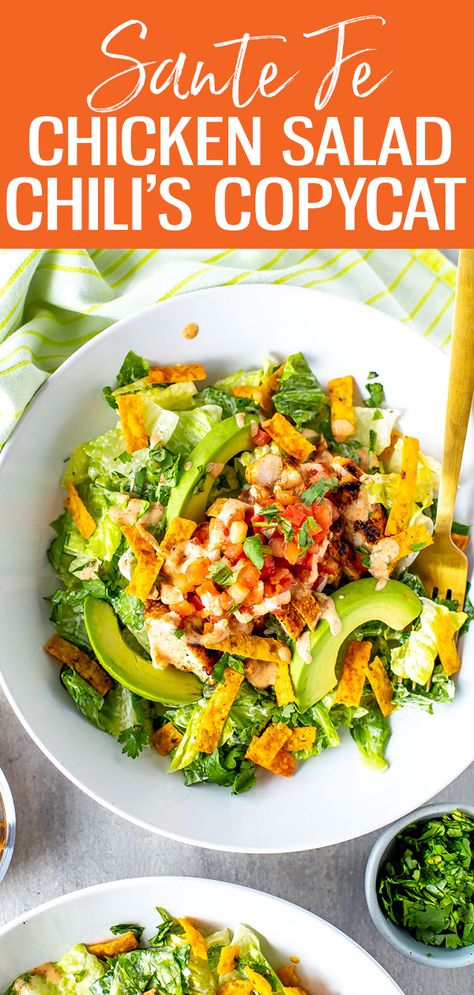 Chili's Santa Fe Chicken Salad Santa Fe Sauce Recipe, Santa Fe Sauce, Chicken Salad Dressing Recipe, Chilis Copycat Recipes, Santa Fe Chicken Salad, Santa Fe Salad, Chicken Salad Dressing, Santa Fe Chicken, Best Salads Ever