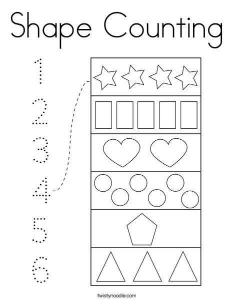 Counting Worksheet, Shape Worksheets For Preschool, Shape Activities Preschool, Shape Coloring Pages, Homeschool Preschool Curriculum, Preschool Math Worksheets, Free Preschool Worksheets, Shapes Preschool, Printable Preschool Worksheets