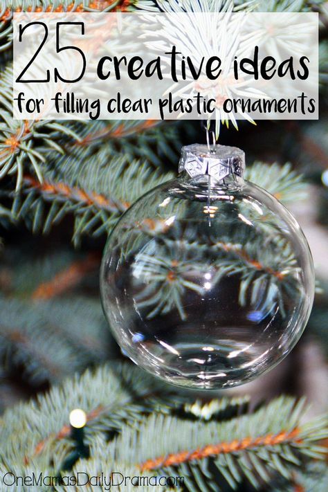 25 creative ideas for filling clear plastic ornaments | How to make a Christmas time capsule! Christmas Ornaments Homemade Rustic, Christmas Ornaments Homemade Kids, Ornaments Diy Christmas, Clear Plastic Ornaments, Clear Christmas Ornaments, Christmas Diy Kids, Decorate Christmas, Christmas Globes, Diy Christmas Ornaments Easy