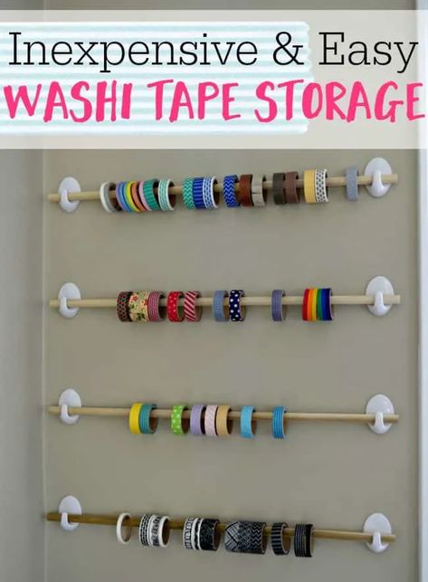 Hobby Organization Storage Solutions, How To Store Ribbons Storage Ideas, Bracelet Storage Ideas, Washi Tape Storage Ideas, Pegboard Craft Room, Washi Storage, Craft Storage Ideas, Craft Room Closet, Diy Washi Tape