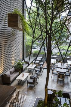 An’garden Café,© Hiroyuki Oki Rustic Cafe Design, Cafe Restaurant Concept, Bar Ceiling Design, Modern Industrial Restaurant, Industrial Restaurant Bar, Café Design, Rustic Cafe, Industrial Restaurant, Loft Interior