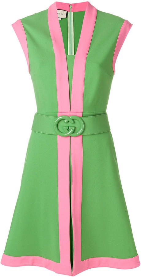 Gucci Jersey dress with GG belt in Green and Pink #summerdresses #aff Pink And Green Clothes, Gucci Jersey, Pink And Green Dress, Green Clothes, Gg Belt, Elegant Mini Dress, Gucci Dress, Retro Mode, Vintage Mode