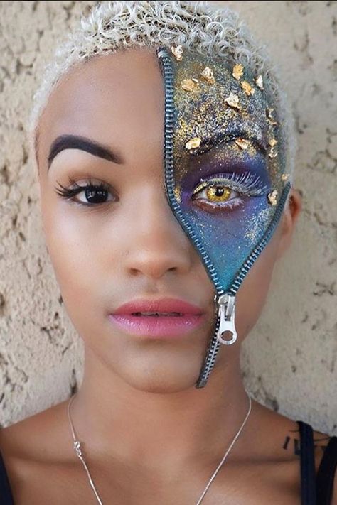 Zipper Halloween Makeup, Good Halloween Makeup, Fantasy Make-up, Make Carnaval, Halloween Instagram, Halloween Make-up Looks, Zipper Face, Best Makeup Remover, Effects Makeup