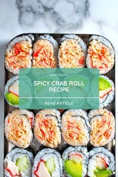 Easy Crab Sushi Rolls, Crab For Sushi How To Make, Spicy Crab Salad Sushi, Japanese Sushi Rolls Recipe, Crab Sushi Bowl Recipe, Sushi Crab Recipes, Crabmeat Sushi Rolls, Sushi Roll Recipes Easy, Spicy Crab For Sushi