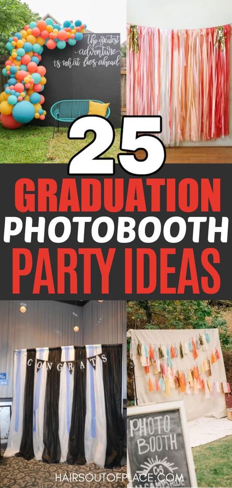 Party Photo Booth Ideas, High School Graduation Party Themes, Vintage Graduation Party, Rustic Graduation Party, Diy Fotokabine, Graduation Party Photo Booth, Graduation Party Pictures, High School Graduation Party Decorations, Graduation Party Backdrops