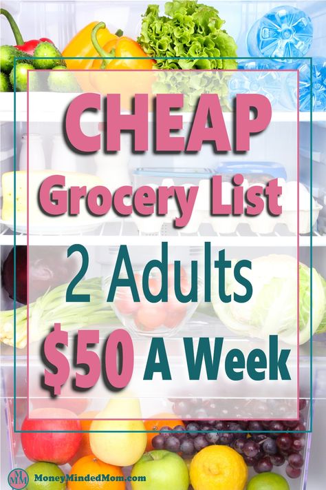 Save money on groceries with this cheap $50 a week meal plan for two Cheap Grocery List For Two, Cheap And Healthy Dinner Ideas, Grocery List For Two, Budget Groceries, Ideas For Saving Money, Budget Grocery List, Budget Grocery, Cheap Grocery List, Cheap Groceries