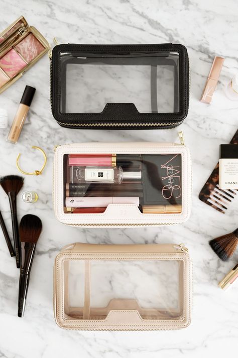 The Daily Edited Transparent Cosmetic Case vs. Anya Hindmarch Inflight Cosmetic Case | The Beauty Look Book The Daily Edited, Clear Cosmetic Bag, Clear Makeup Bags, High End Makeup, Cosmetics Bag, Eye Makeup Tips, Luxury Makeup, Anya Hindmarch, Drugstore Makeup