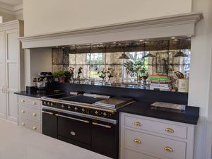 Antique Mirror Splashback Kitchen, Smoked Mirror Splashback Kitchen, Mirror In The Kitchen, Mirror Splashback Kitchen, Antique Mirror Splashback, Glass Splashback Kitchen, Splashback Kitchen, Neptune Kitchen, Scottish Decor