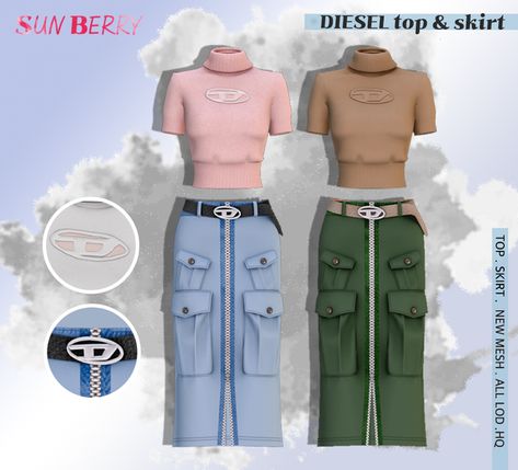 [SUNBERRY]D**SEL top&skirt _22.66 | SUNBERRY sur Patreon Diesel Top, Free Sims 4, Sims 4 Game Mods, Sims 4 Body Mods, Tumblr Sims 4, Sims 4 Cc Folder, Bratz Inspired Outfits, Sims 4 Teen, Sims 4 Dresses