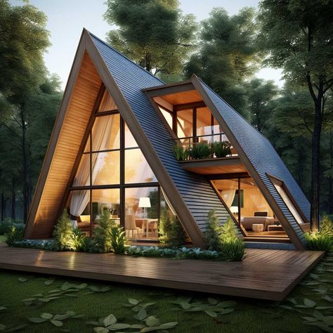 How A-Frame Modular Homes Maximize Space and Style • 333+ Images • [ArtFacade] Chalet Modern, A Frame Cabin Plans, Triangle House, A Frame Cabins, Eksterior Modern, A Frame House Plans, Landscaping With Large Rocks, Frame House, Woodworking Plans Diy