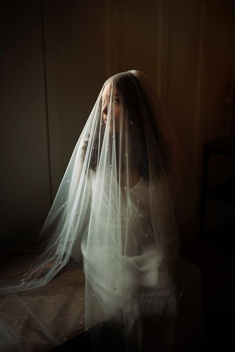 A bride sits in a dark room lit by a window, the images are dark and moody Haunted Wedding, Moody Wedding Photography, Fantasy Portraits, Moody Wedding, Fine Art Wedding Photography, Stand By Me, Fine Art Wedding, Bridal Portraits, Wedding Shoot