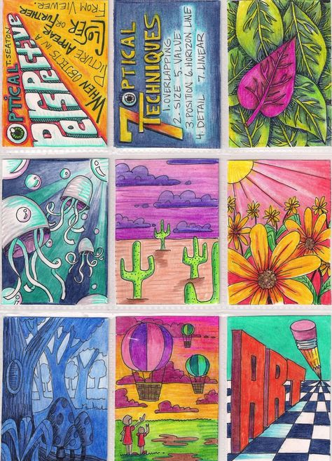 The Lost Sock : Visual Perspective ATC (art trading cards) Classe D'art, 7th Grade Art, Middle School Art Projects, Art Lessons Middle School, 6th Grade Art, Art Trading Cards, 5th Grade Art, Teacher Teaching, Principles Of Art