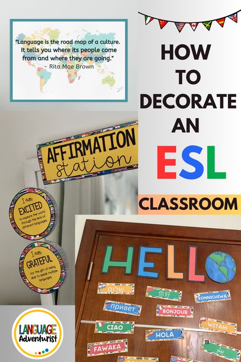 Esl Ideas Teaching English, English Language Learners Classroom, Eld Classroom Setup, Multicultural Posters For Classroom, Esl Classroom Posters, Esl Classroom Decor Bulletin Boards, Esl Decoration Classroom Decor, Eld Classroom Decorations, Language Classroom Design