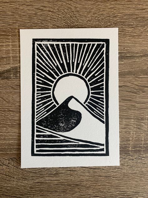 Pismo Hand Carved Print - Etsy Wood Cut Printmaking, Beach Linocut, Lino Print Ideas Simple, Linocut Nature, Lino Ideas, Woodcut Printmaking, Print Making Designs, Linocut Printing, Woodcut Printing