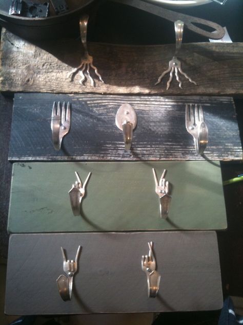 Repurposed Junk, Fork Art, Cutlery Art, Silverware Crafts, Flatware Jewelry, Silverware Art, Recycled Art Projects, Ocala Florida, Drawer Handle