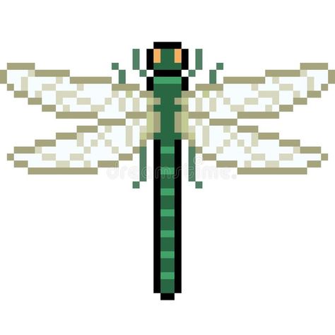 Art Dragonfly, Graph Crochet, Perler Crafts, Pixel Art Characters, Pixel Art Grid, Animal Icon, Iron Beads, Pixel Pattern, Pixel Art Pattern