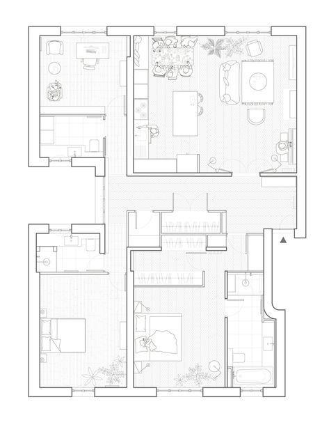 Gallery of Chaptal Residence / Nathalie Eldan Architecture - 21 Housing Projects Architecture Layout, Plan Drawing Architecture, Apartment Architecture Plans, Apartment Plans Architecture, Architecture House Drawing, Plan Architecture Drawing, Building Plan Drawing, The Most Beautiful Pictures, Architecture Drawing Plan