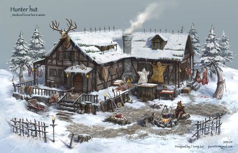 Hunters Cabin, Nordic Architecture, Viking House, Fantasy City Map, Viking Village, Yoga Burn, Ark Survival Evolved, Medieval Houses, Winter Cabin